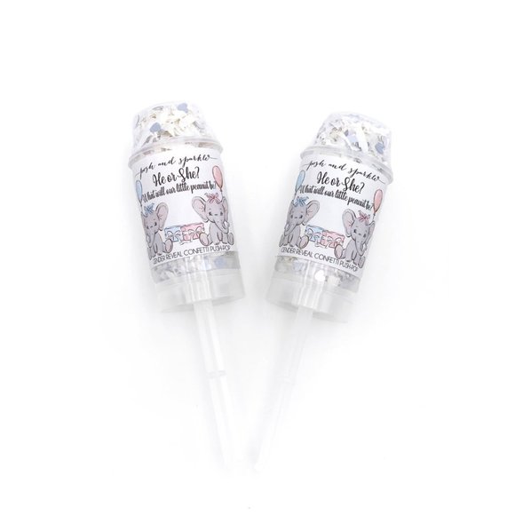 SET OF 5 Elephant Gender Reveal Confetti Push Pops - Picture 7 of 7